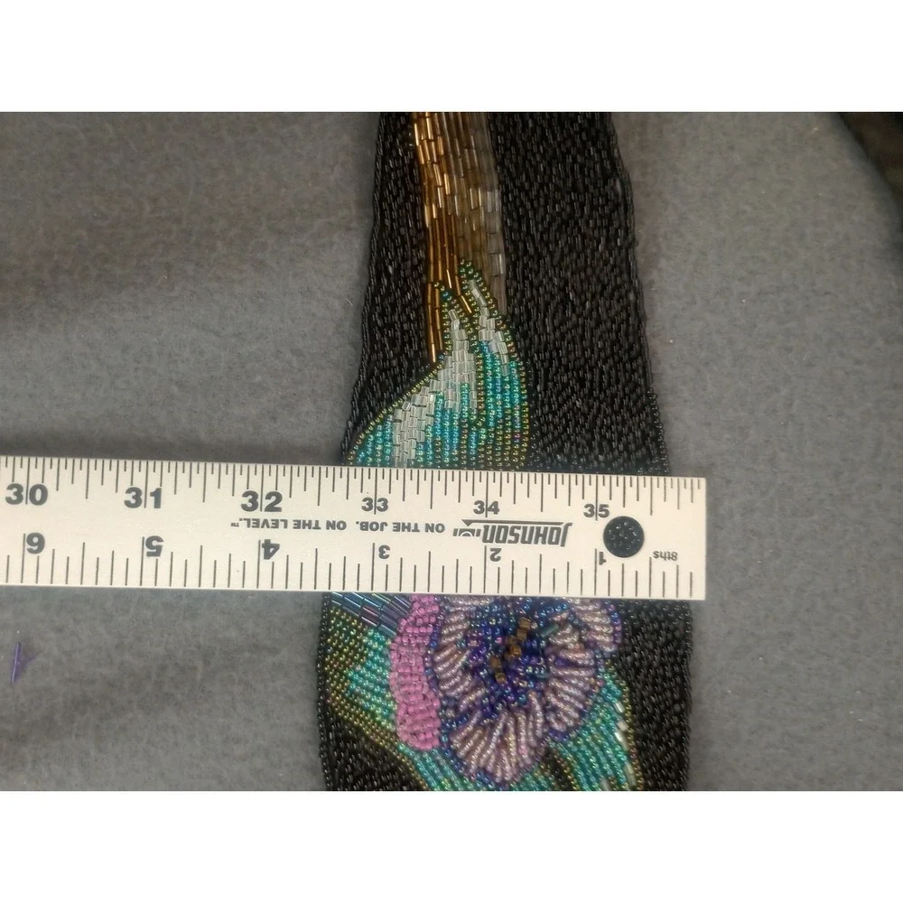 Vtg 80s PATRICK SWEENEY Company Floral Cumberbund Sequin Beaded Belt Goth Fairy